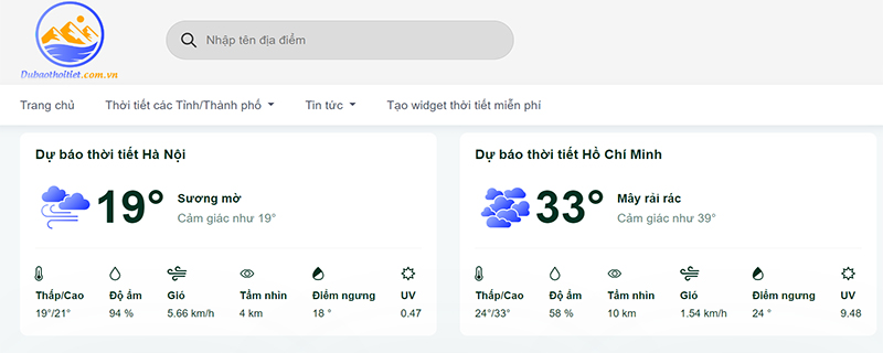 Truy cập vào website thoitietngaymai.mobi