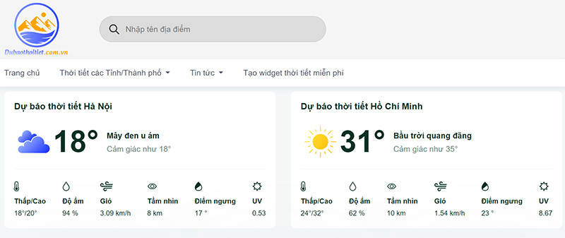 Truy cập vào website thoitietngaymai.mobi