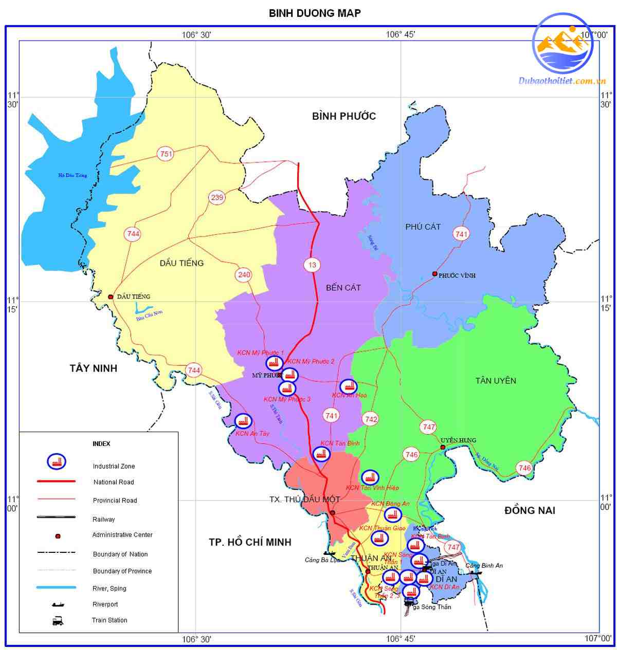 Vị trí địa lý tỉnh Bình Dương